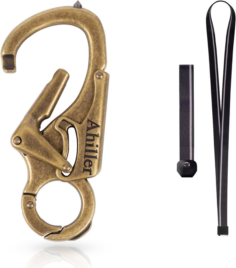 Ahiller Carabiner Keychain Clip, Double Lock Designed - Tungsten Steel Tip, Multifounction Tools for Camping, Hiking, Fishing, Outdoor Survival - Image 1